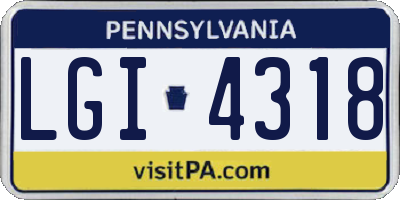 PA license plate LGI4318