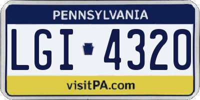PA license plate LGI4320