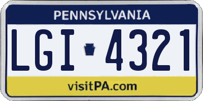 PA license plate LGI4321