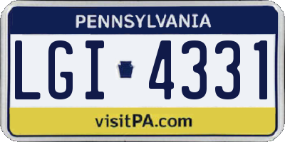PA license plate LGI4331
