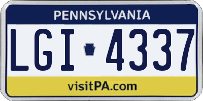 PA license plate LGI4337