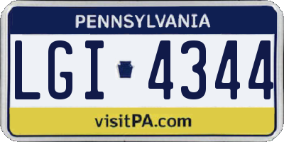PA license plate LGI4344