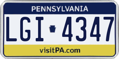 PA license plate LGI4347