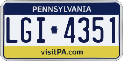 PA license plate LGI4351