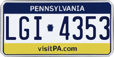 PA license plate LGI4353