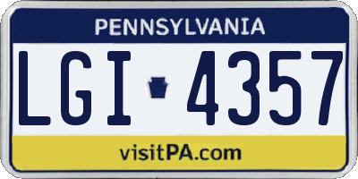 PA license plate LGI4357