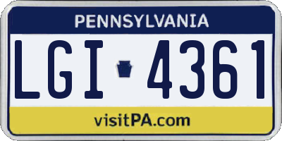 PA license plate LGI4361