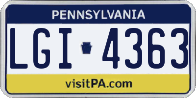 PA license plate LGI4363