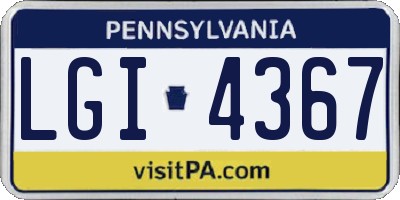 PA license plate LGI4367