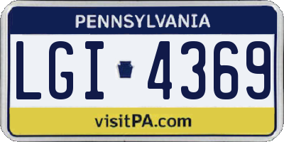 PA license plate LGI4369
