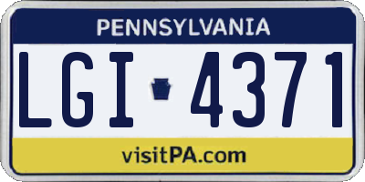 PA license plate LGI4371