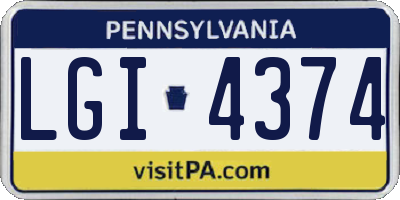 PA license plate LGI4374