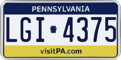 PA license plate LGI4375