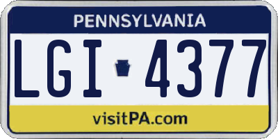 PA license plate LGI4377
