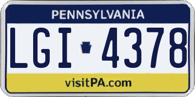 PA license plate LGI4378