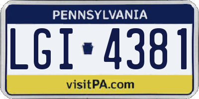 PA license plate LGI4381