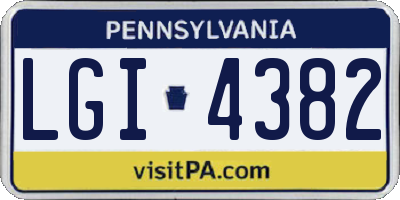 PA license plate LGI4382