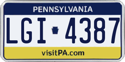PA license plate LGI4387