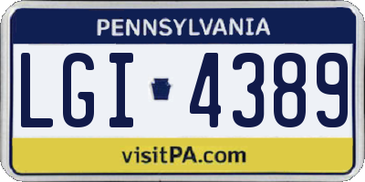 PA license plate LGI4389