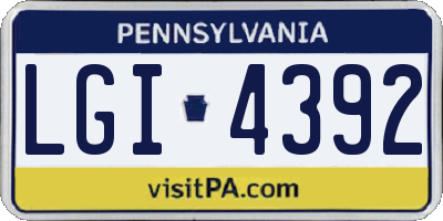 PA license plate LGI4392