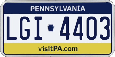 PA license plate LGI4403
