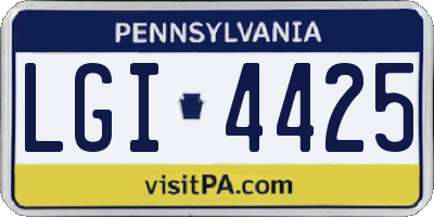 PA license plate LGI4425