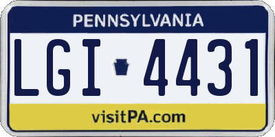 PA license plate LGI4431