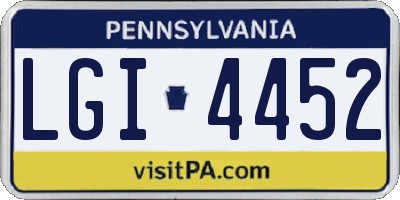 PA license plate LGI4452