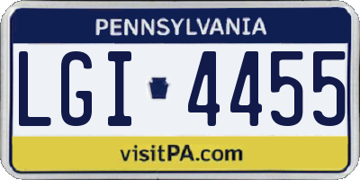 PA license plate LGI4455