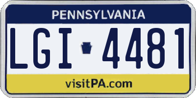 PA license plate LGI4481