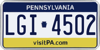 PA license plate LGI4502