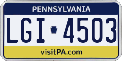 PA license plate LGI4503