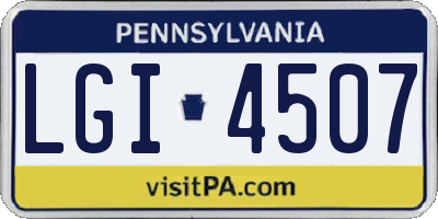 PA license plate LGI4507