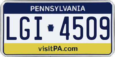 PA license plate LGI4509