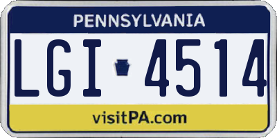PA license plate LGI4514
