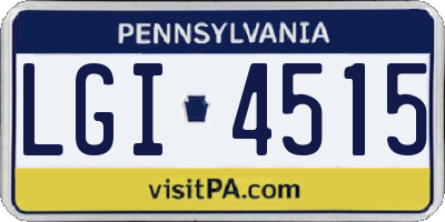 PA license plate LGI4515