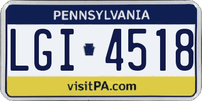 PA license plate LGI4518