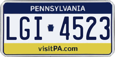 PA license plate LGI4523