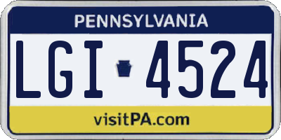 PA license plate LGI4524