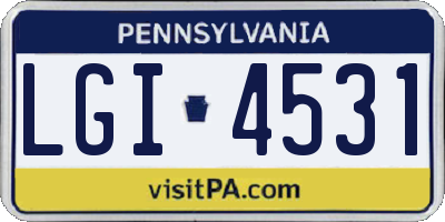 PA license plate LGI4531