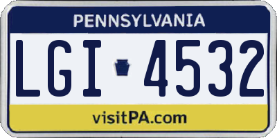 PA license plate LGI4532