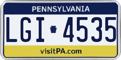 PA license plate LGI4535