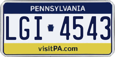 PA license plate LGI4543