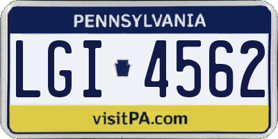 PA license plate LGI4562