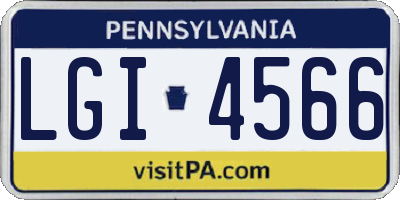 PA license plate LGI4566