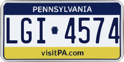 PA license plate LGI4574
