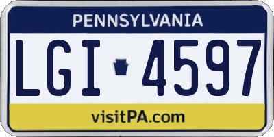 PA license plate LGI4597