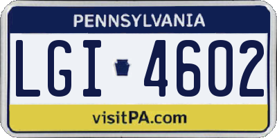 PA license plate LGI4602