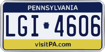 PA license plate LGI4606