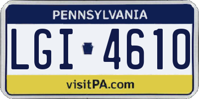 PA license plate LGI4610